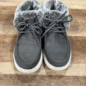 Skechers Charcoal Ankle Booties with Faux Fur